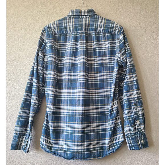 J. Crew Men's Oxford 100% Cotton Slim Fit‎ Button Shirt Blue Plaid Medium Preppy - Picture 6 of 11
